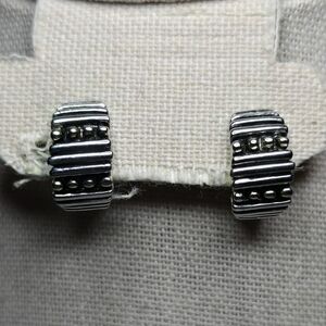 Silver Toned  Textured Clip-on Earrings